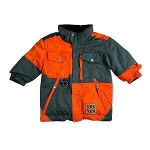 Obermeyer Toddler Boys Orb Puffer Jacket Ski Coat  Size 2T  Gray / Orange